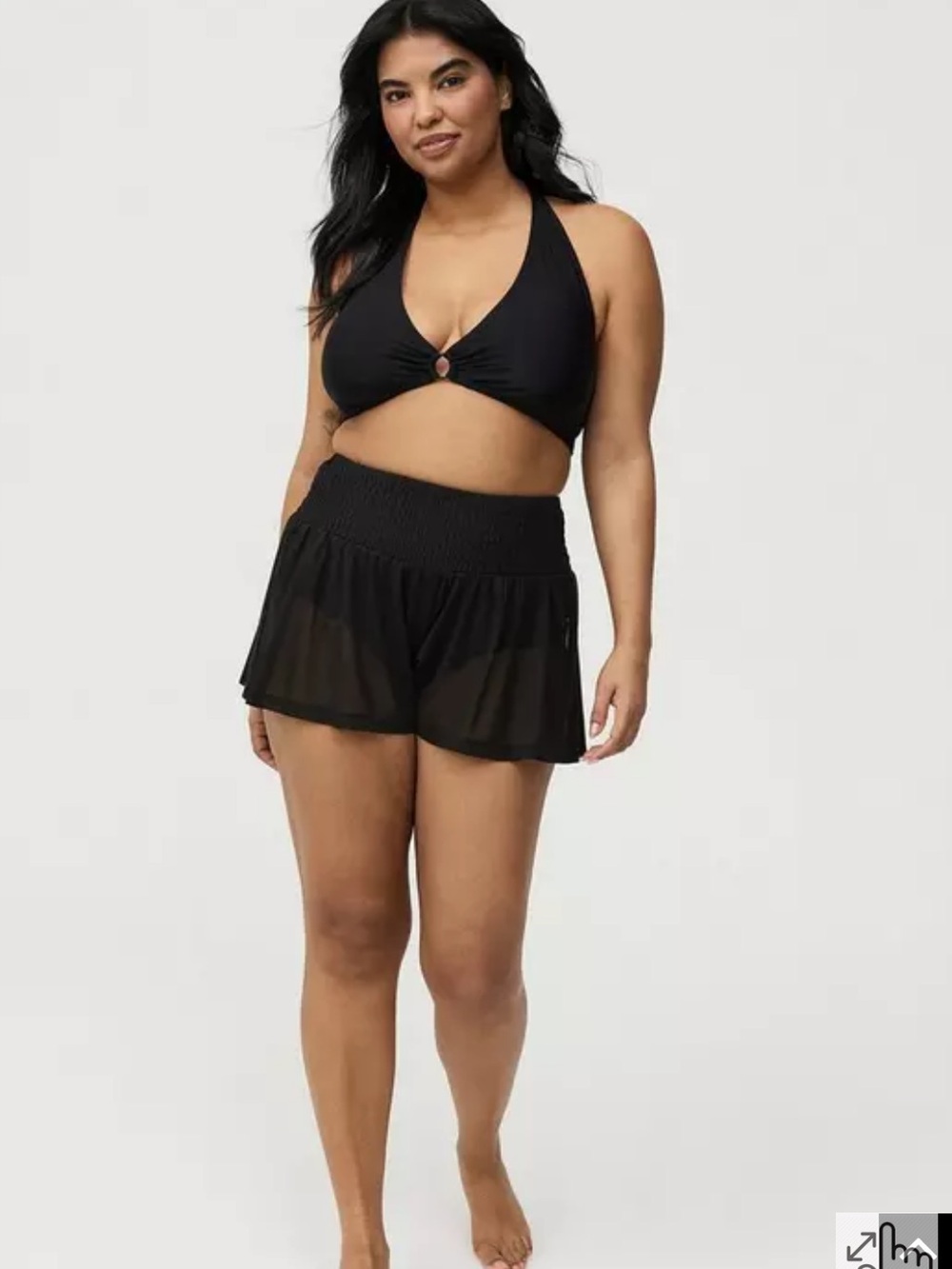 Torrid Black Flowy Sheer Mesh Cover-Up Shorts Woven Fabric NWT Size 4X Swim Pool